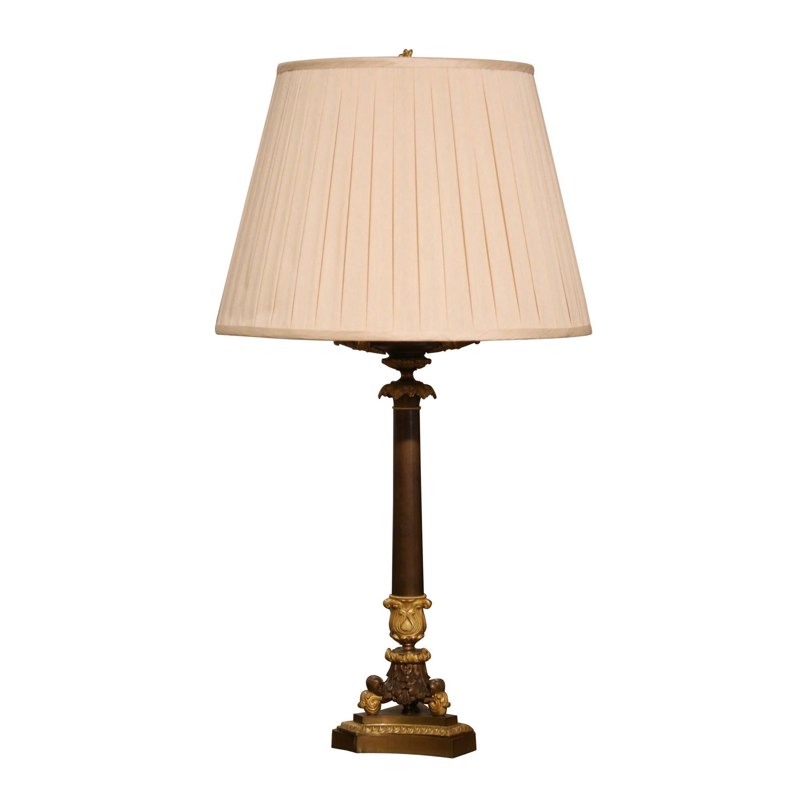 19th Century French Empire Two-Light Bronze Dore Candelabra Lamp (1 of 11)