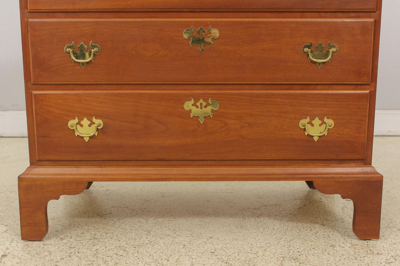 Benchmade Chippendale Cherry 4 Drawer Chest Solid Brass Hardware - 9