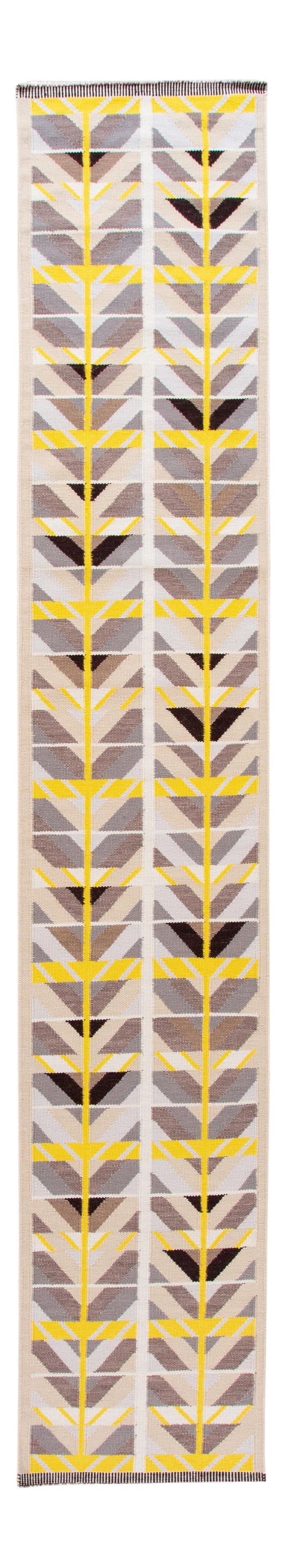 Contemporary Hand-Knotted Wool Runner Rug Scandinavian Design 3' x 18'3: Contemporary Hand-Knotted Wool Runner Rug Scandinavian Design 3' x 18'3 Elevate your space with this stunning 21st Century Modern Swedish Style Wool Runner Rug. Hand-knotted from premium wool, it feat
