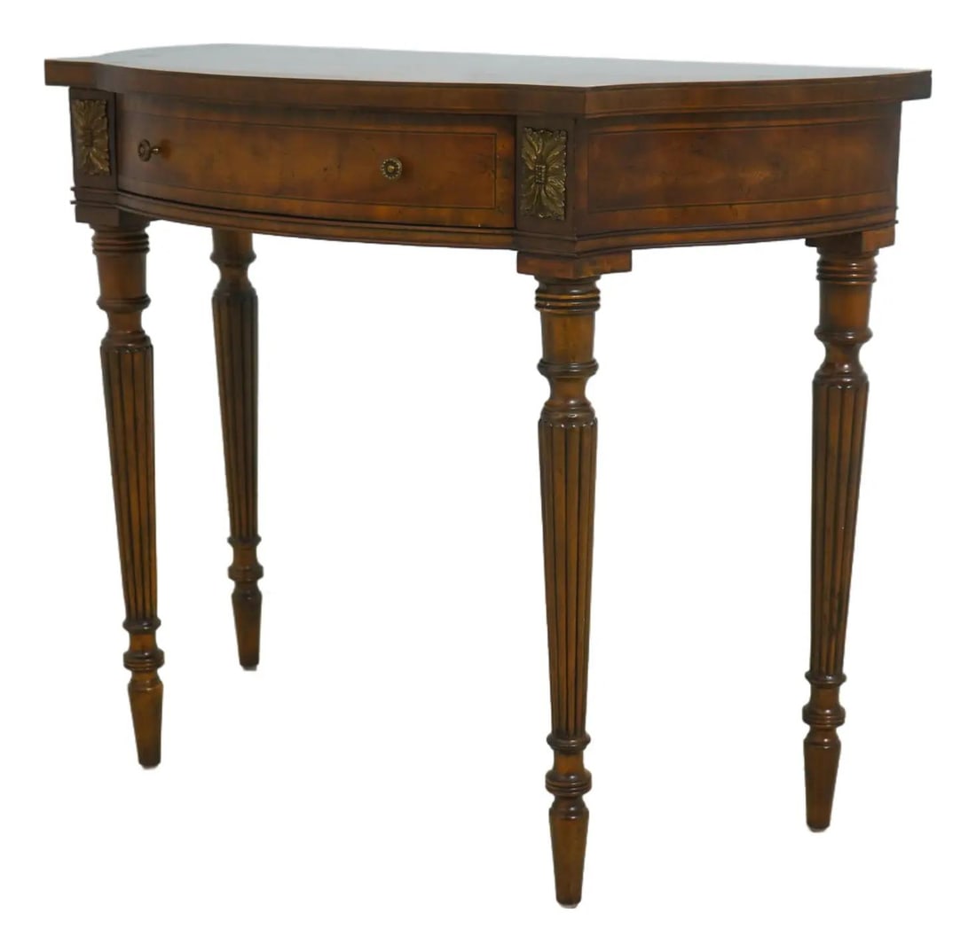 French Style Mahogany Console Table with Brass Ormolu and Drawer (1 of 10)