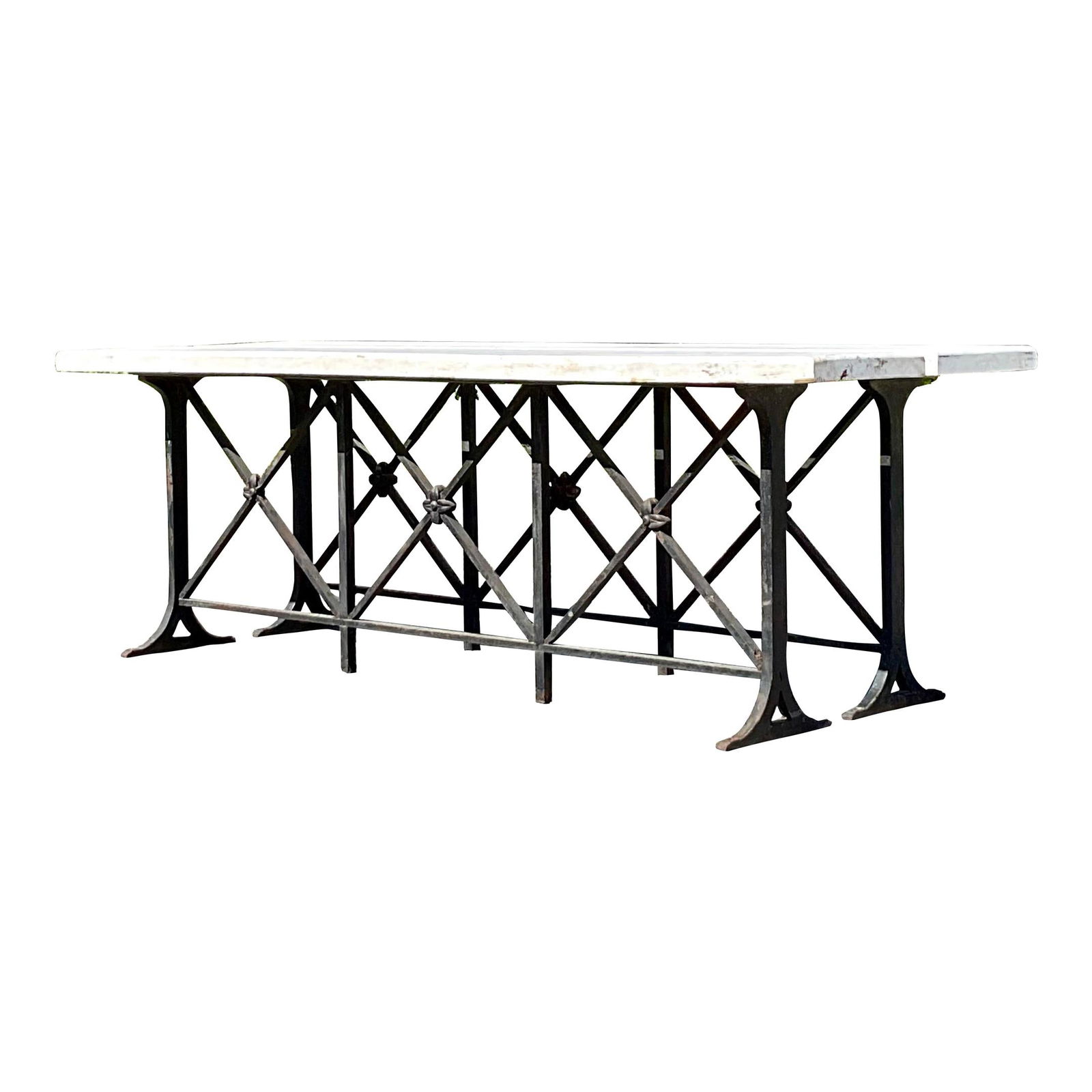 Pair of Vintage Regency Wrought Iron Benches Elegant Scrollwork: Pair of Vintage Regency Wrought Iron Benches Elegant Scrollwork Enhance your indoor or outdoor space with this stunning pair of vintage Regency wrought iron benches. Showcasing elegant scrollwork and