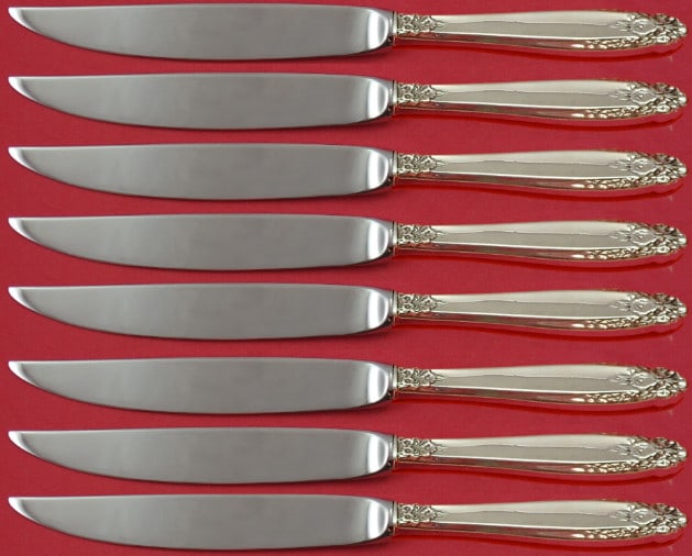 Prelude International Silver 8pc Steak Knife Set Sterling Silver Hollow Handle: Prelude International Silver 8pc Steak Knife Set Sterling Silver Hollow Handle Enhance your dining experience with this elegant Prelude by International Sterling Silver Steak Knife Set, featuring 8 ex