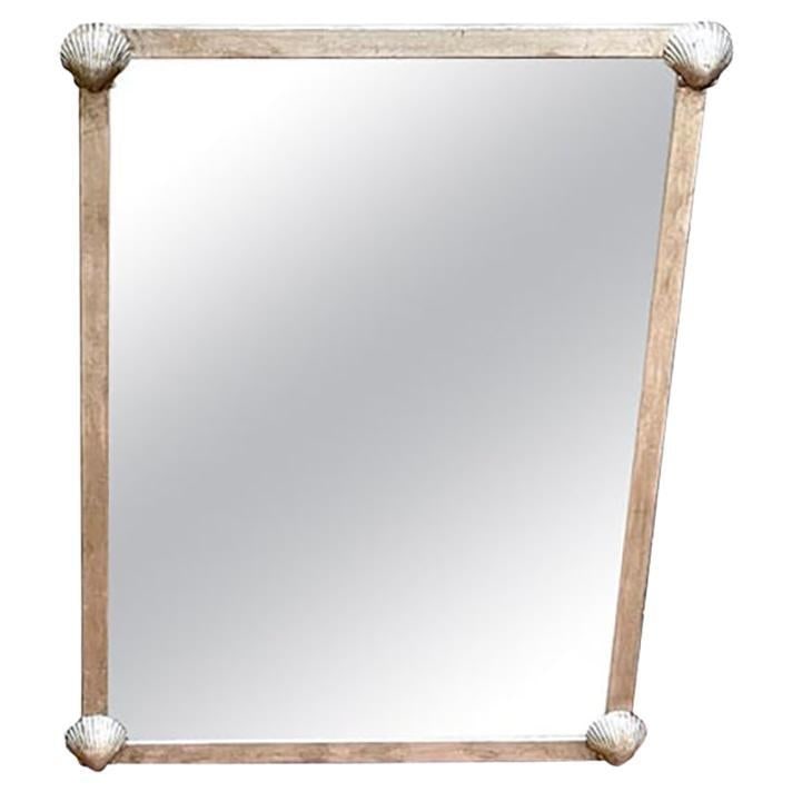 French 1960s Silvered Metal Shell Motif Mirror (1 of 8)