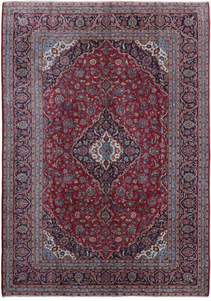 Handcrafted 8'2" x 11'6" Persian Kashan Rug with Silk-Like Pile: Handcrafted 8'2" x 11'6" Persian Kashan Rug with Silk-Like Pile Free continental US Shipping Enhance your space with this exquisite handcrafted Red Persian Kashan Rug, measuring 8' 2" x 11' 6". Design