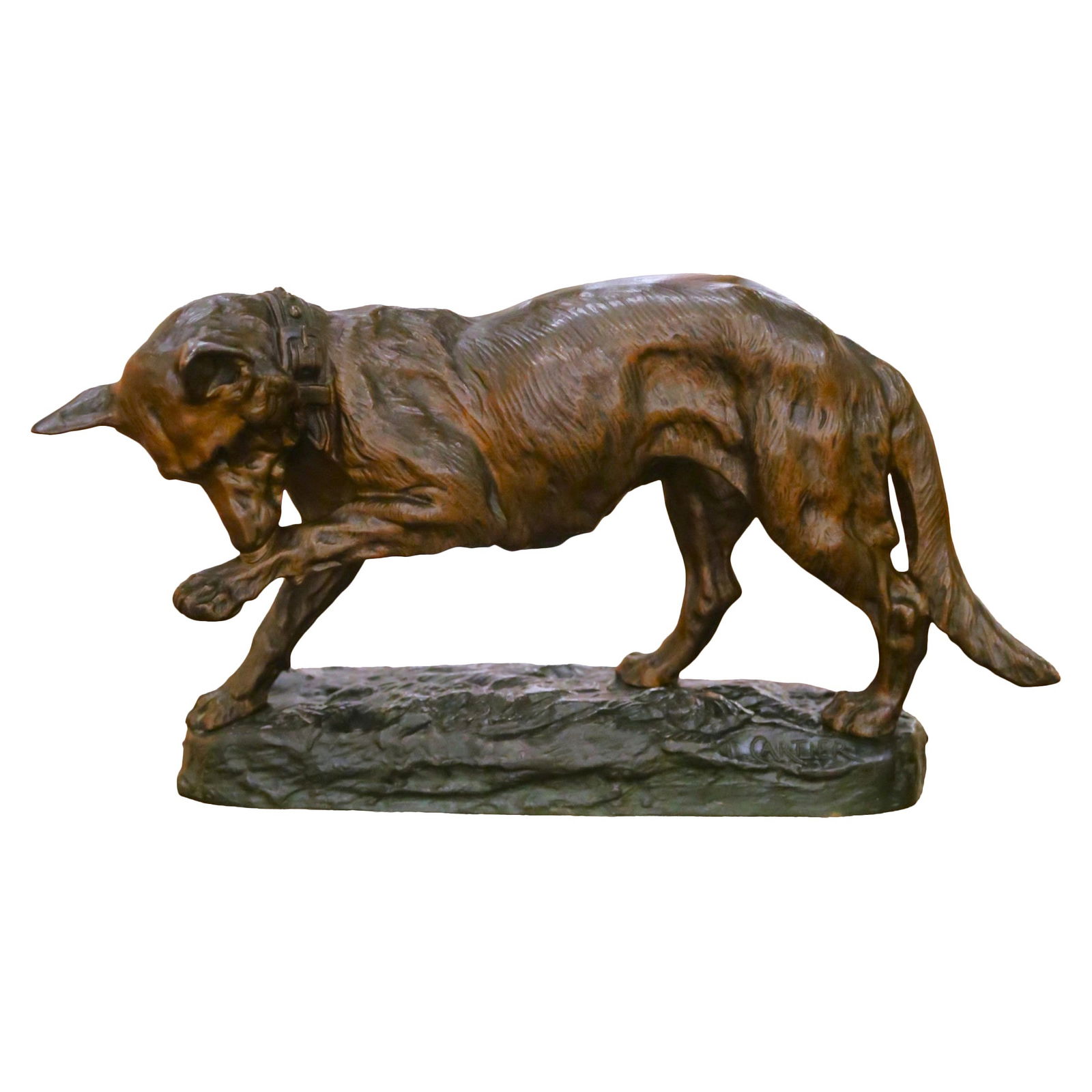French Bronze Hunting Dog Animalier Sculpture Signed Cartier Early 1900s (1 of 11)
