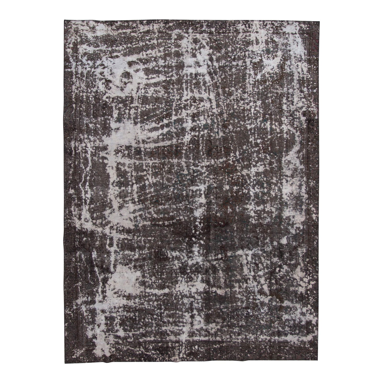 Vintage Handmade Wool Rug Gray Brown Allover Design 8'6 X 11'3: Vintage Handmade Wool Rug Gray Brown Allover Design 8'6 X 11'3 This exquisite vintage wool rug features a rich brown field adorned with elegant gray accents in an all-over design. Hand-knotted with me