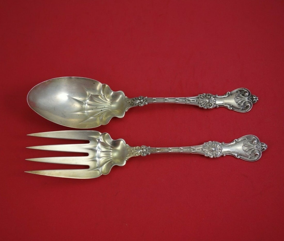 Whiting King Edward Sterling Silver Salad Serving Set 2pc 9 3/4" (1 of 2)