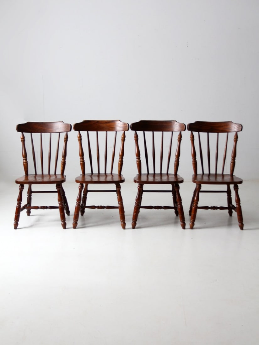 Virginia House Windsor Style Oak Dining Chairs Set of 4 (1 of 9)
