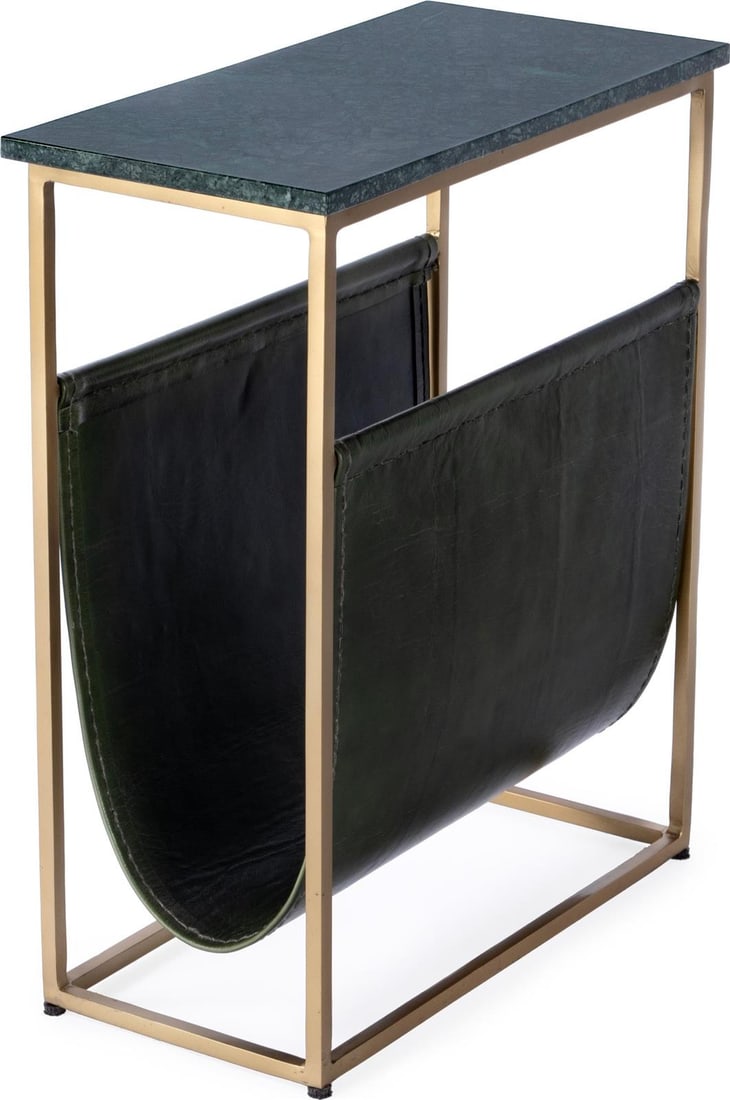Butler Edie Green Marble Iron Side Table 22H x 17.5W x 9D: Butler Edie Green Marble Iron Side Table 22H x 17.5W x 9D Elevate your living space with this Contemporary Marble Iron Side Table, featuring a stunning green marble finish. Designed for both style and