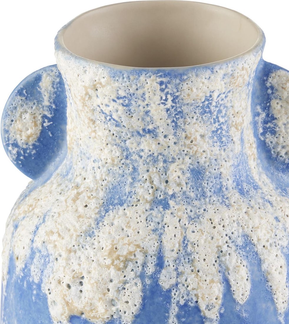 Currey Reactive Glaze Paros Blue Ceramic Vase 10H Mediterranean Style (1 of 6)