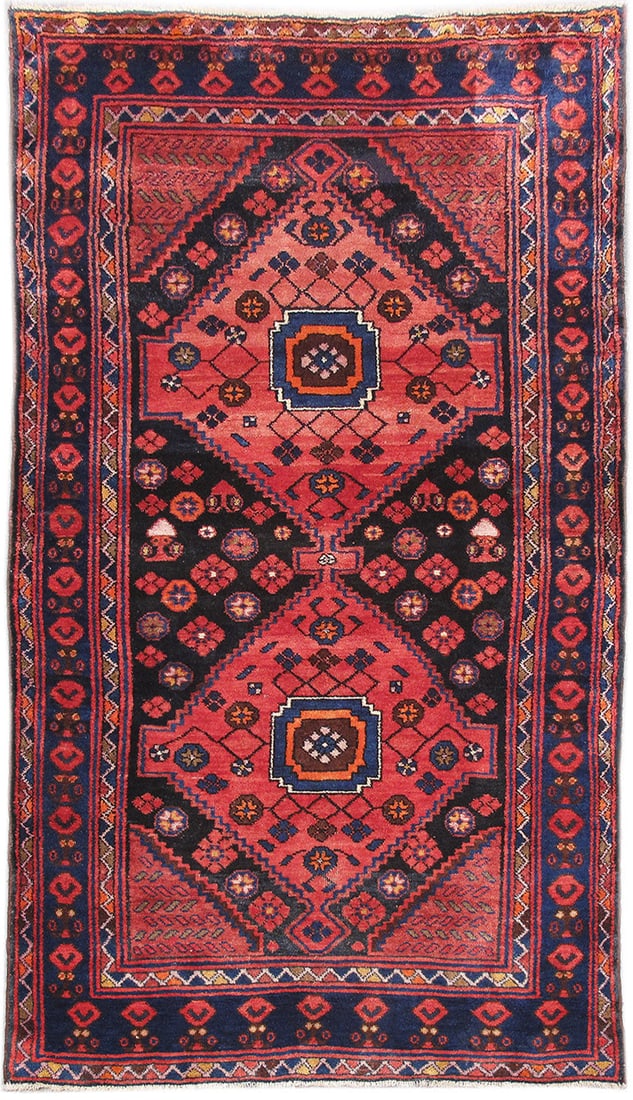 5' x 8' Hand-Knotted Red Persian Hamadan Area Rug: 5' x 8' Hand-Knotted Red Persian Hamadan Area Rug Free continental US Shipping Introducing a stunning 4.7 x 8.2 Red Persian Hamadan Rug, a beautiful blend of artistry and heritage for your home. Hand-
