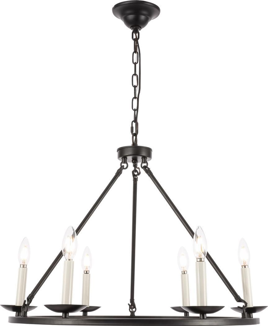 Elegant Lighting Maine Candle-Style Chandelier Black 6 Bulb E12 UL-Listed (1 of 1)