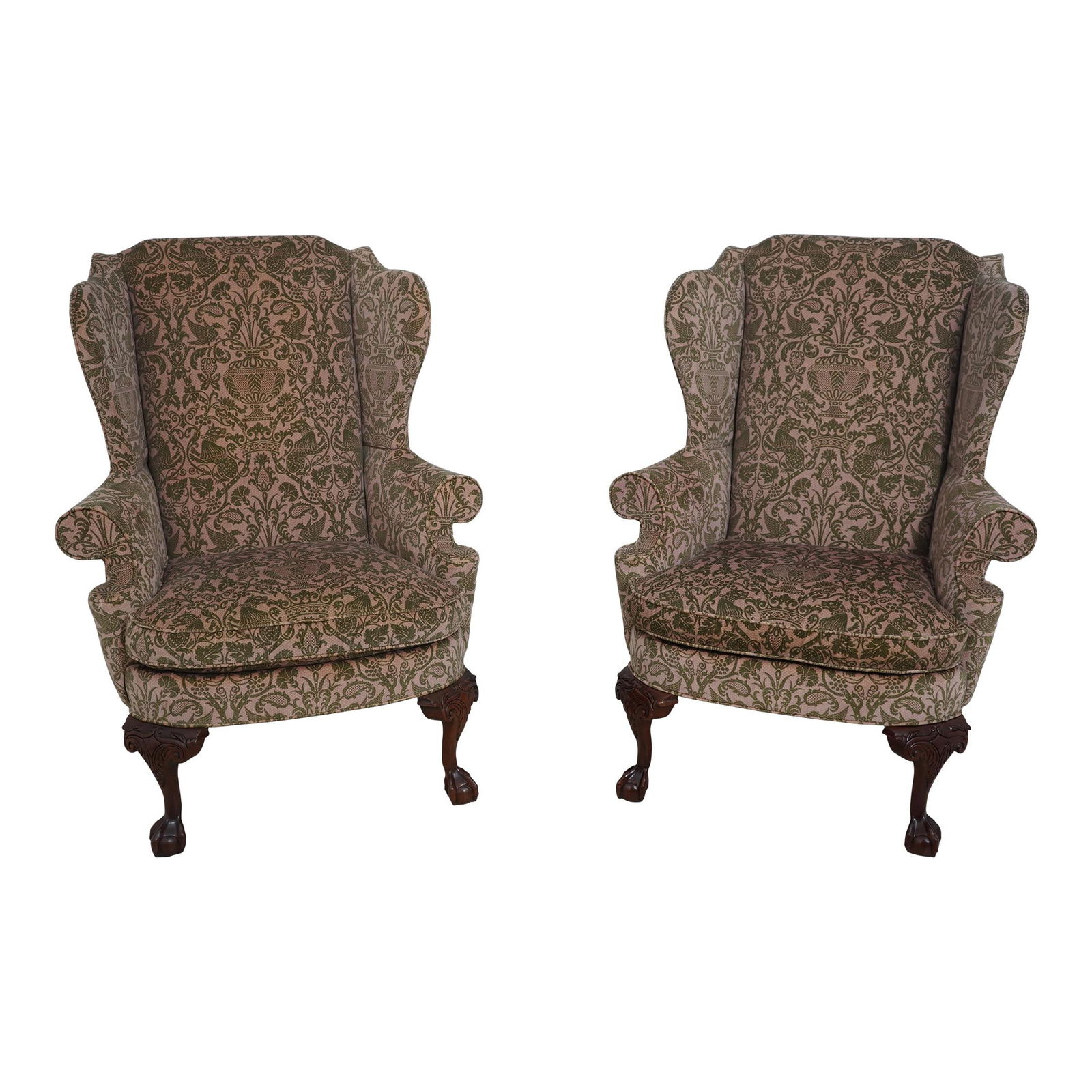 Elegant Pair of Southwood Mahogany Chippendale Wing Chairs (1 of 10)
