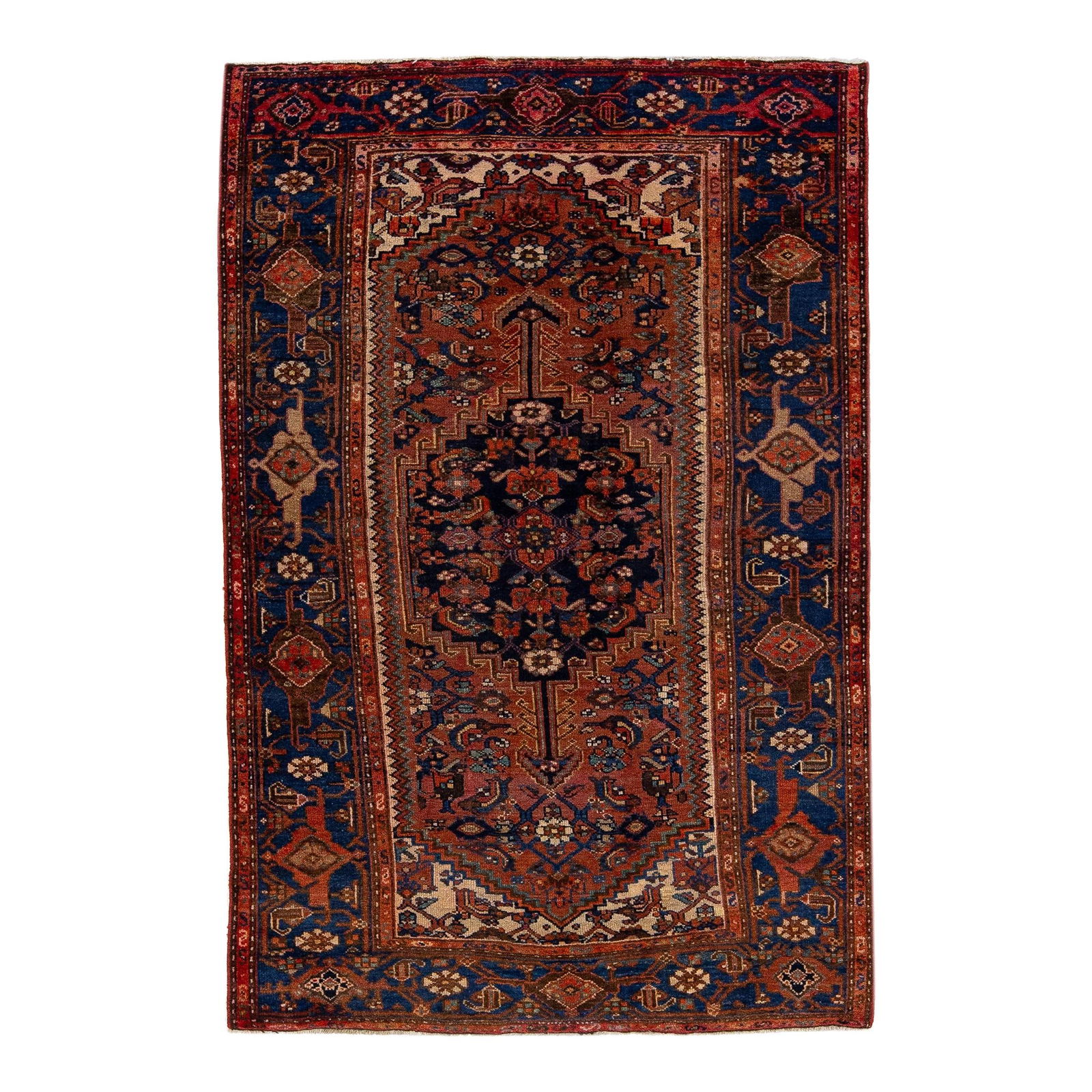 Vintage Persian Hamadan Navy Blue Wool Rug 4' x 6'2 (1 of 7)