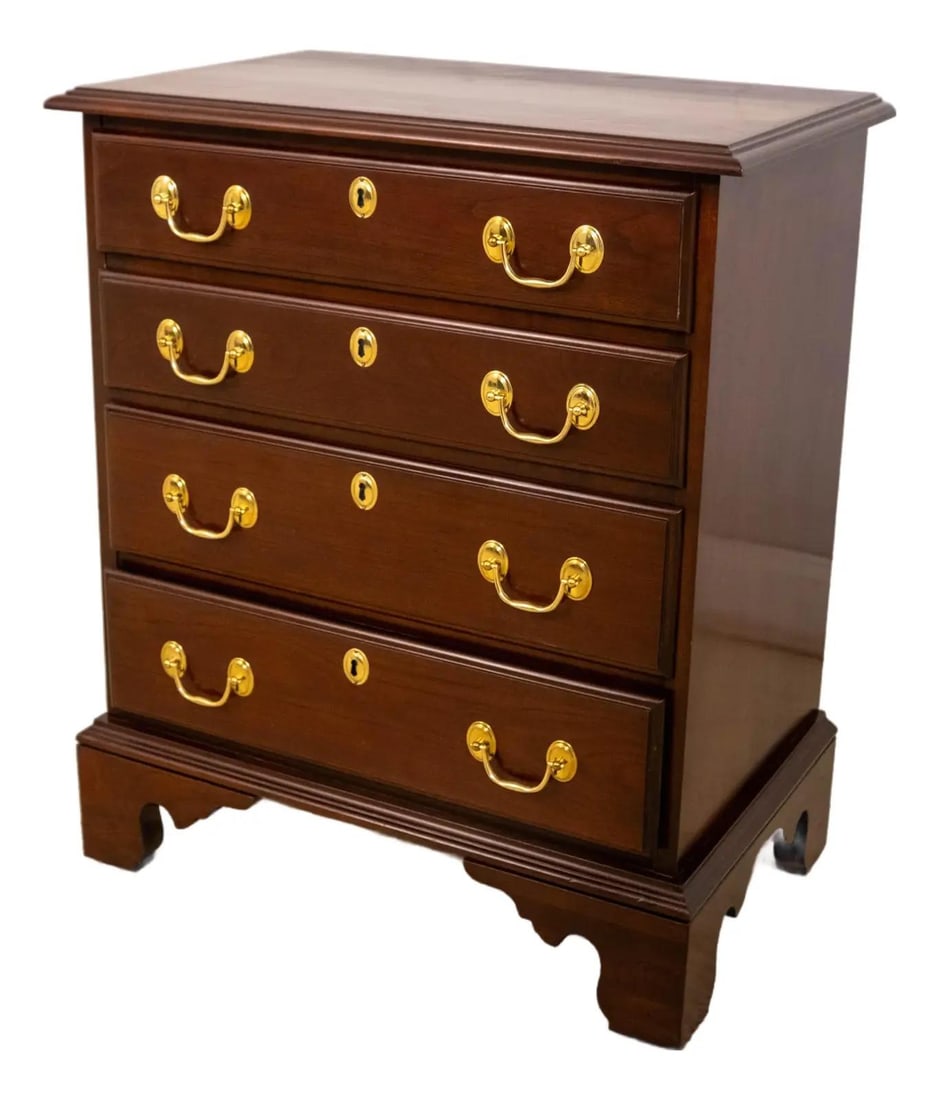 Chippendale Cherry Wood Four Drawer Chest with Brass Hardware by Harden (1 of 10)