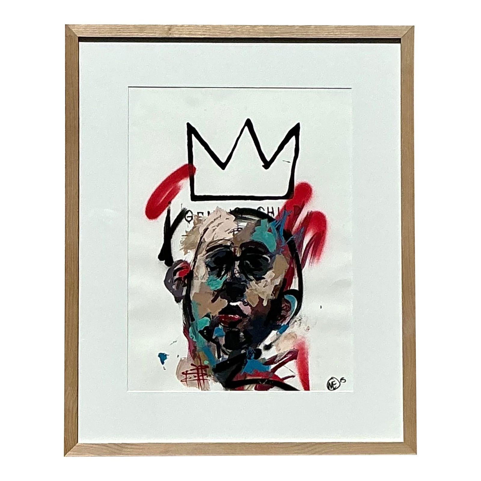 Vintage Boho Abstract Figurative Oil Painting on Paper (1 of 6)