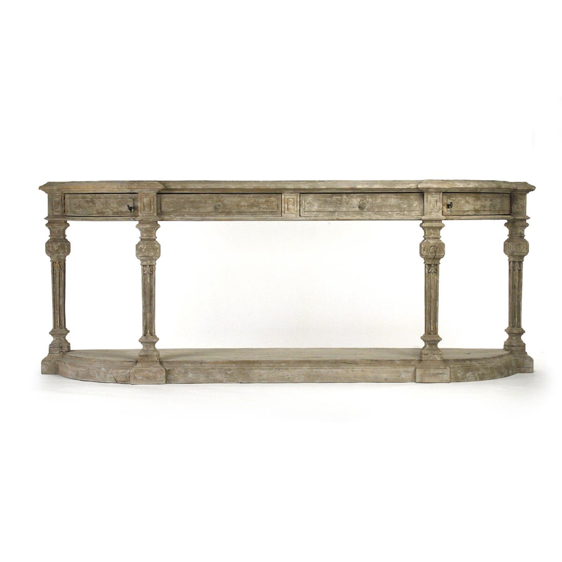 Zentique Rock Ford Console Ecru Elm Plywood Transitional Table: Zentique Rock Ford Console Ecru Elm Plywood Transitional Table Elevate your classic decor with the Exquisite Rock Ford Console, designed in a beautiful transitional style. This console table features