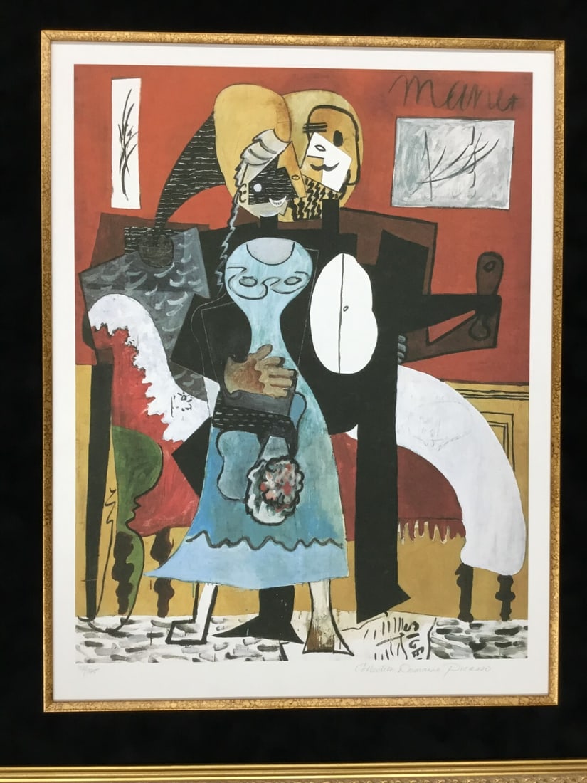 Pablo Picasso Dancing Couple Limited Edition Print Framed Signed COA: Pablo Picasso Dancing Couple Limited Edition Print Framed Signed COA Experience the beauty of Pablo Picasso's artistry with this striking limited edition print titled "Dancing Couple." This large gicl
