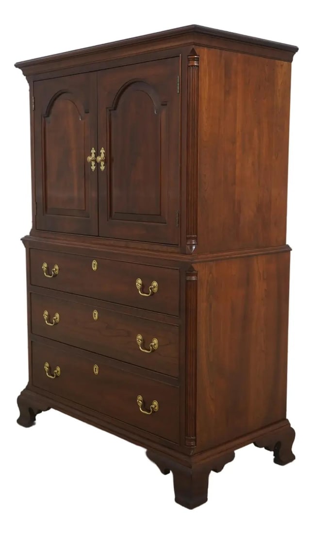Stickley Chippendale Cherry 2-Door Armoire Solid Brass Hardware (1 of 10)