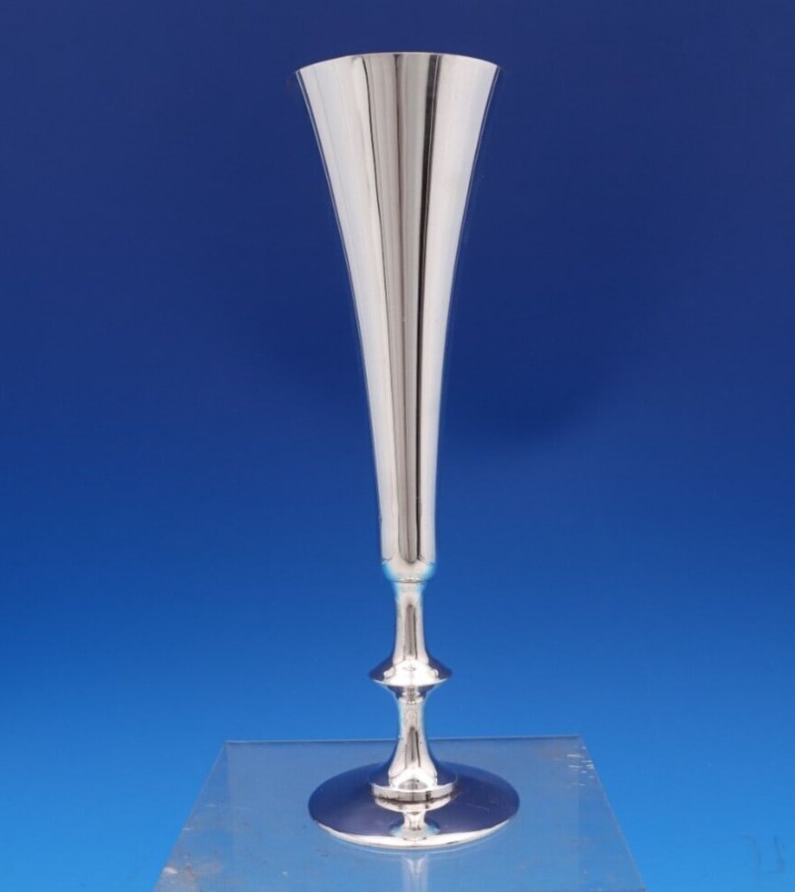 Sterling Silver Vase with Gold Interior by Bulgari Italy 8 1/4 Inch (1 of 7)