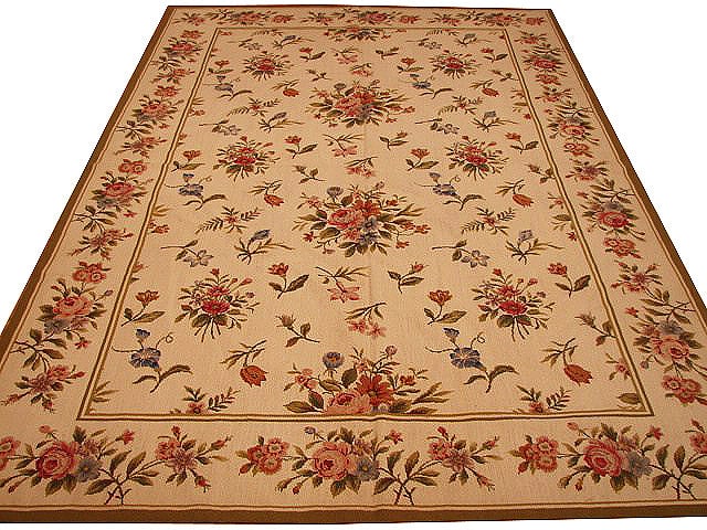 6' x 9' Beige Hand-Knotted Needlepoint Rug from China (1 of 6)