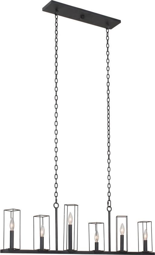 Kalco Allston Modern Industrial Black Iron 6-Light Chandelier: Kalco Allston Modern Industrial Black Iron 6-Light Chandelier Illuminate your space with this stunning Modern Industrial Black Iron Chandelier, designed to blend functionality with contemporary style.