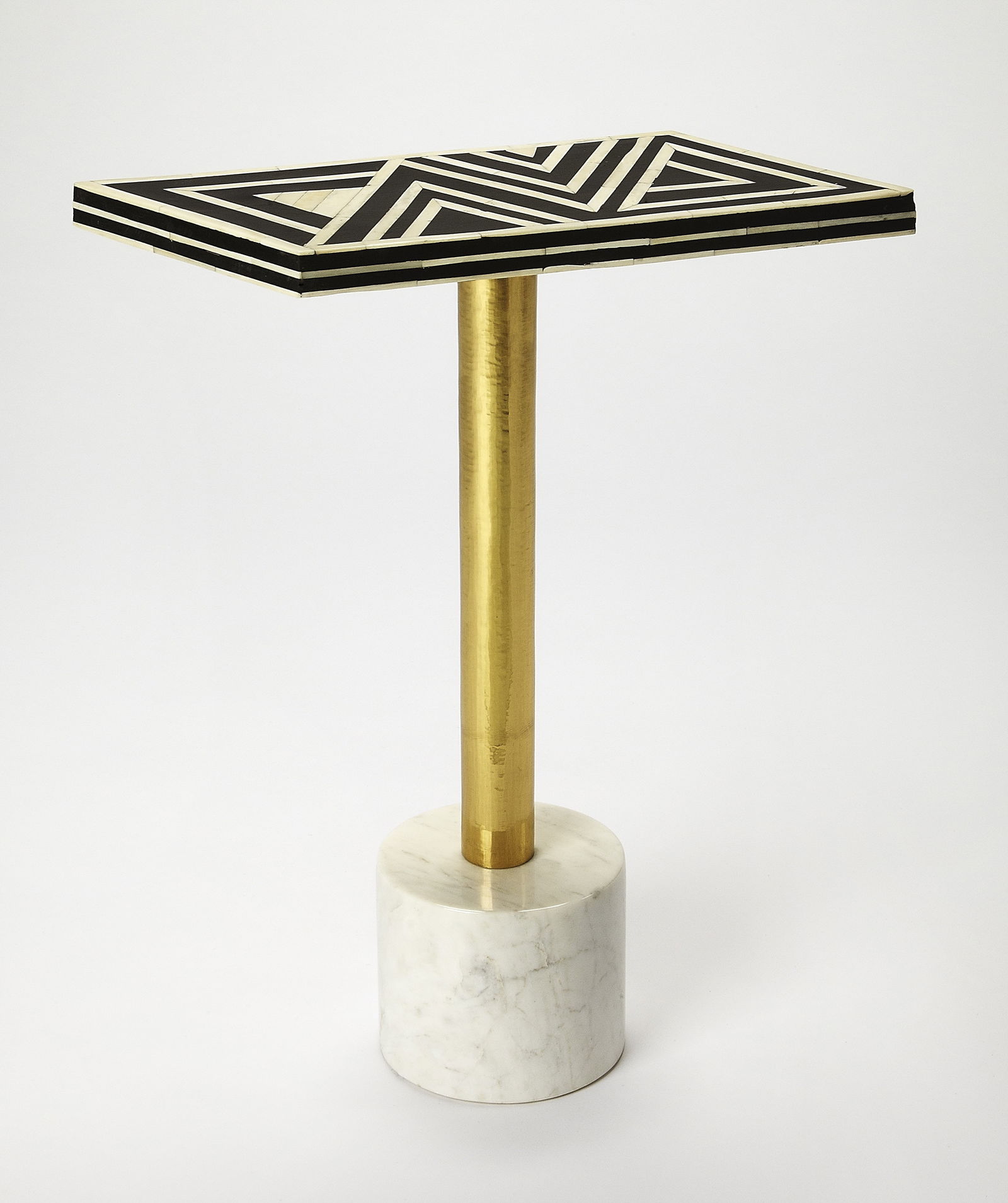 Butler Draper Chic Marble Brass Accent Side Table: Butler Draper Chic Marble Brass Accent Side Table This Chic Marble and Brass Accent Side Table brings a sleek and stylish touch to your living space. With a unique combination of black bone inlay and