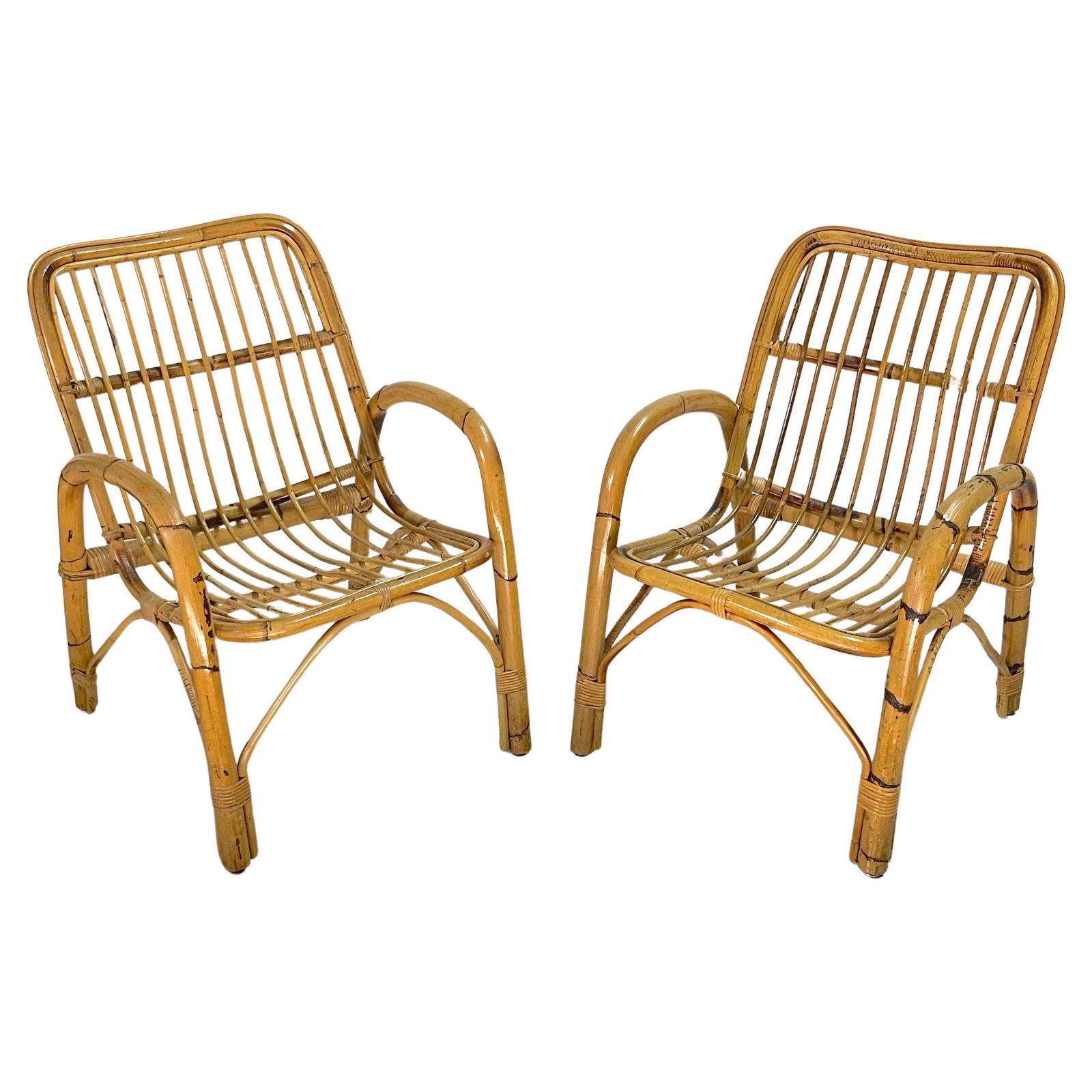 1970s Italian Bamboo Armchairs Set of 2 Franco Albini Style (1 of 12)