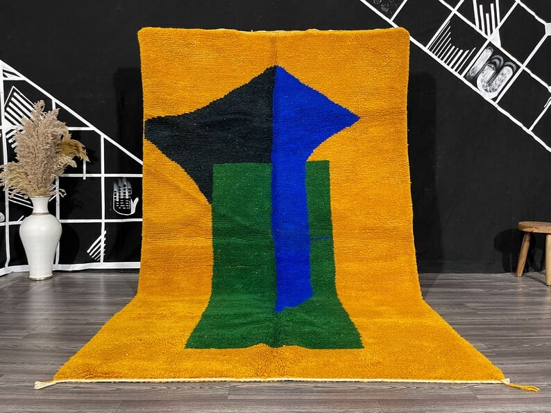 Authentic Handwoven Soft Wool Rug 10 x 5 Feet Morocco: Authentic Handwoven Soft Wool Rug 10 x 5 Feet Morocco Experience the exceptional quality of this Fabulous Soft Wool Rug, handwoven by skilled Berber women weavers in the Atlas Mountains of Morocco. Cr