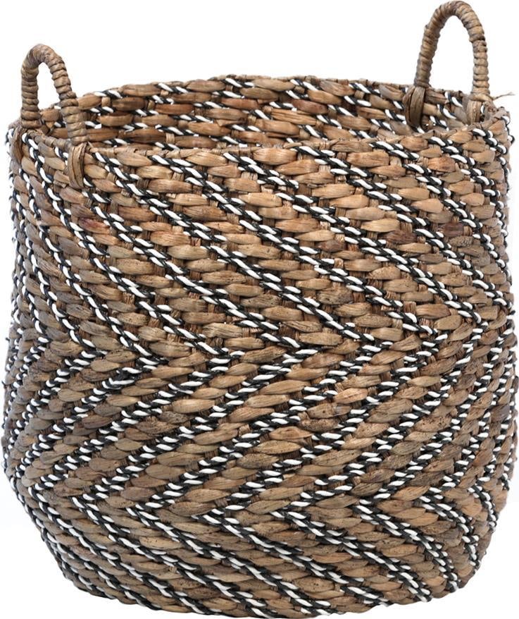 Coastal Raeni Basket Natural White Water Hyacinth 24H 21W 21D: Coastal Raeni Basket Natural White Water Hyacinth 24H 21W 21D Enhance your home decor with this Handcrafted Coastal Raeni Basket, perfect for adding a touch of coastal elegance to any room. This versa