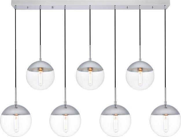 Elegant Lighting Chrome Clear Glass Pendant Light 54" Transitional Style (1 of 1)