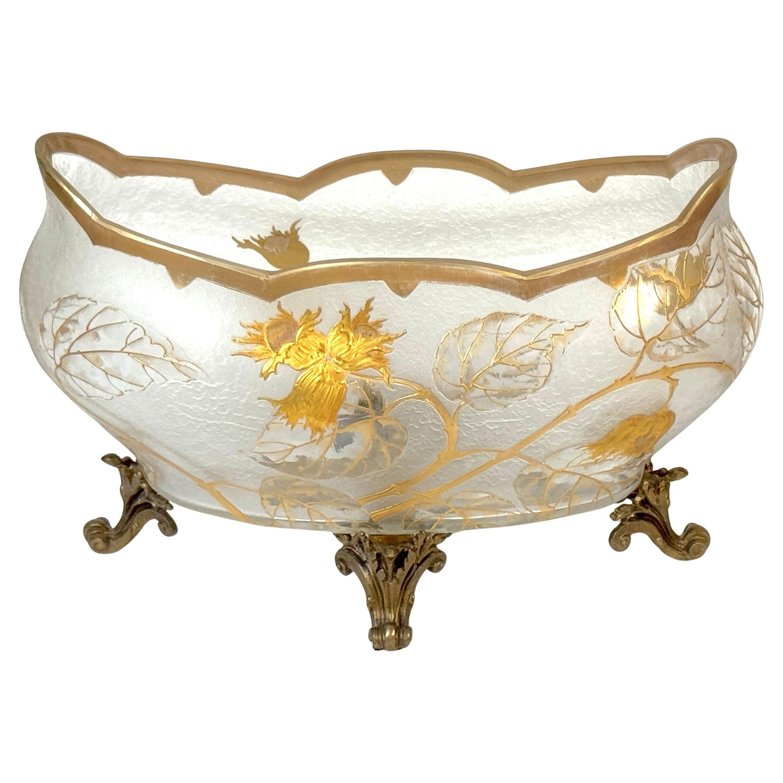 Set of 2 Art Nouveau Glass and Ormolu Centerpieces Attributed to Saint Louis (1 of 18)