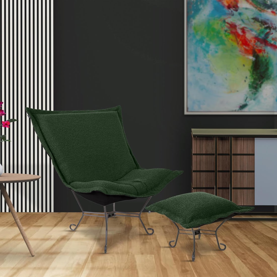 Howard Elliott Barbet Scroll Puff Chair Cushion in Brown: Howard Elliott Barbet Scroll Puff Chair Cushion in Brown Enhance your seating experience with the Elegant Barbet Scroll Puff Chair Cushion. This beautifully crafted cushion features a unique scroll de