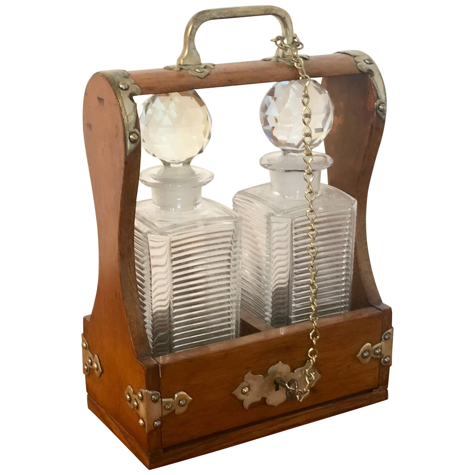 Mappin Bros. Victorian Brass Diminutive Tauntless with Cut Glass Decanters (1 of 16)