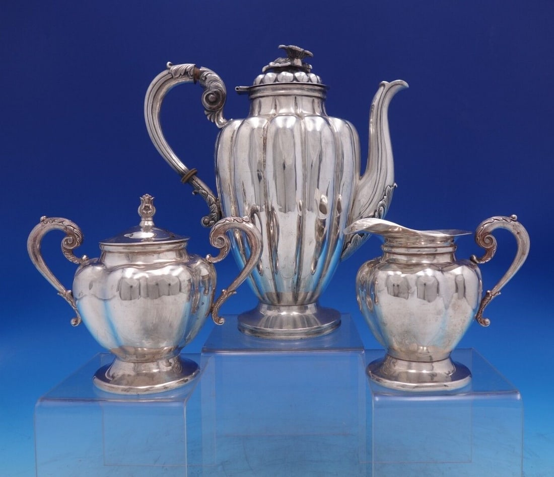 Casa Prieto 3pc Mexican Sterling Silver Pumpkin Coffee Set (1 of 12)