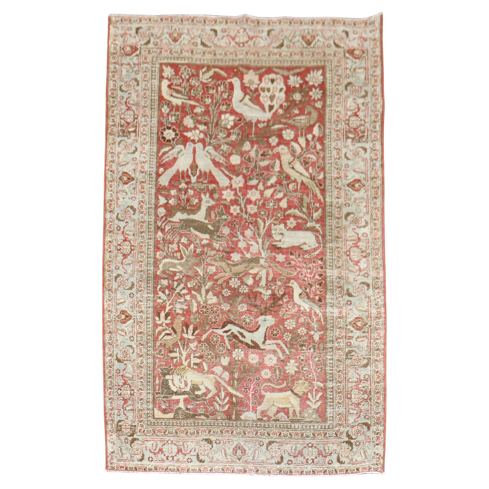 Zabihi Collection 1920s Persian Hand-Knotted Animal Rug 3'11 x 6'3 (1 of 8)