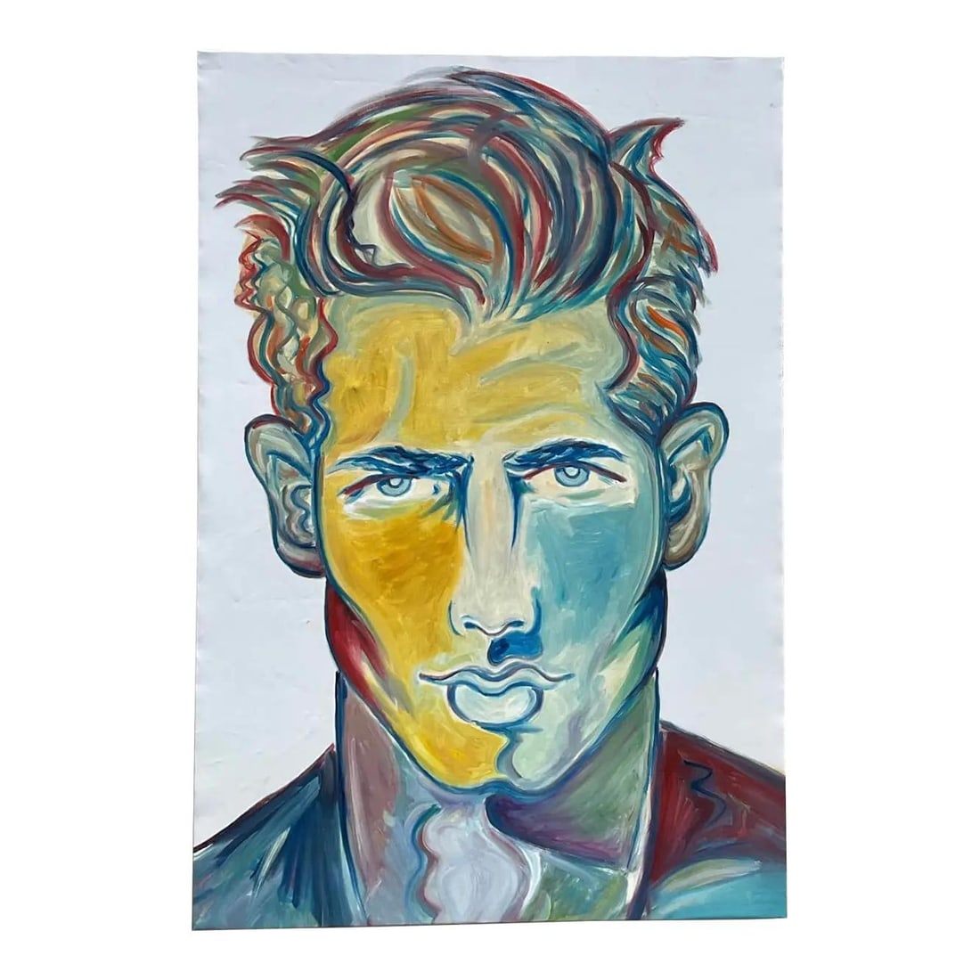 Vintage Boho Original Oil Painting Canvas 34 x 50 Inches: Vintage Boho Original Oil Painting Canvas 34 x 50 Inches Enhance your living space with this stunning vintage original oil painting on canvas. Featuring vibrant colors and expressive brushstrokes, thi