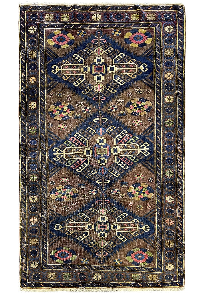 Handmade 4'4 x 6'10 Navy Blue Antique Persian Kazak Rug: Handmade 4'4 x 6'10 Navy Blue Antique Persian Kazak Rug Free continental US Shipping Enhance your living space with this exquisite 4' x 7' Navy Blue Antique Persian Kazak Rug, handcrafted by skilled a