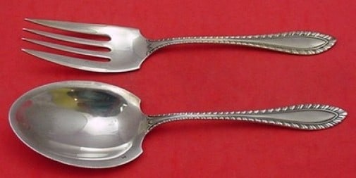 Towle Godroon Sterling Silver Salad Serving Set 2 Pieces 8.5" (1 of 2)