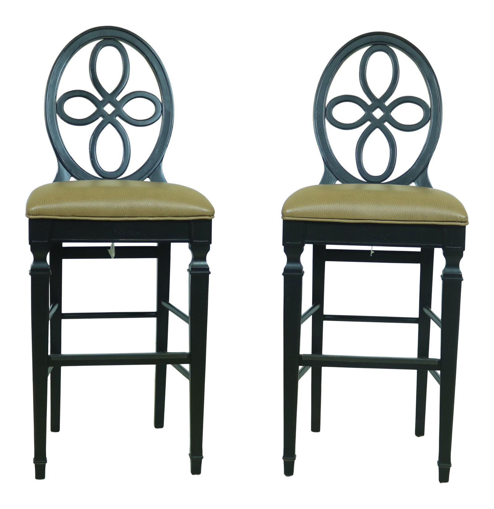 Stylish Pair of Italian-Style Black Bar Stools with Leatherette Seats (1 of 10)