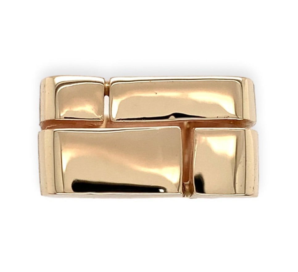 14k Yellow Gold Men's Designer Ring ANG Brick Design Size 8.25: 14k Yellow Gold Men's Designer Ring ANG Brick Design Size 8.25 This striking 14k Yellow Gold Men's Modern Designer Ring features a unique brick design, perfect for the contemporary man. Crafted from h