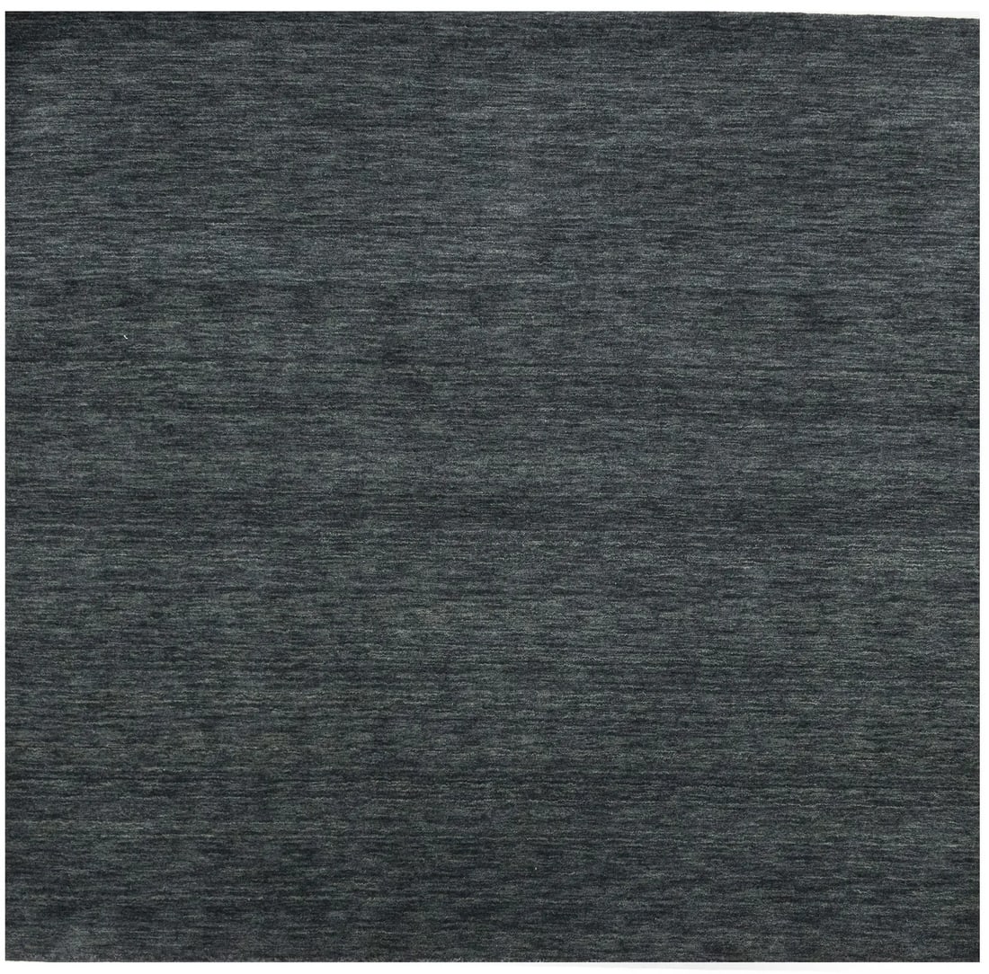 6'0 x 6'3 Square Hand-Loomed Wool Rug in Charcoal Modern Solid Design (1 of 13)
