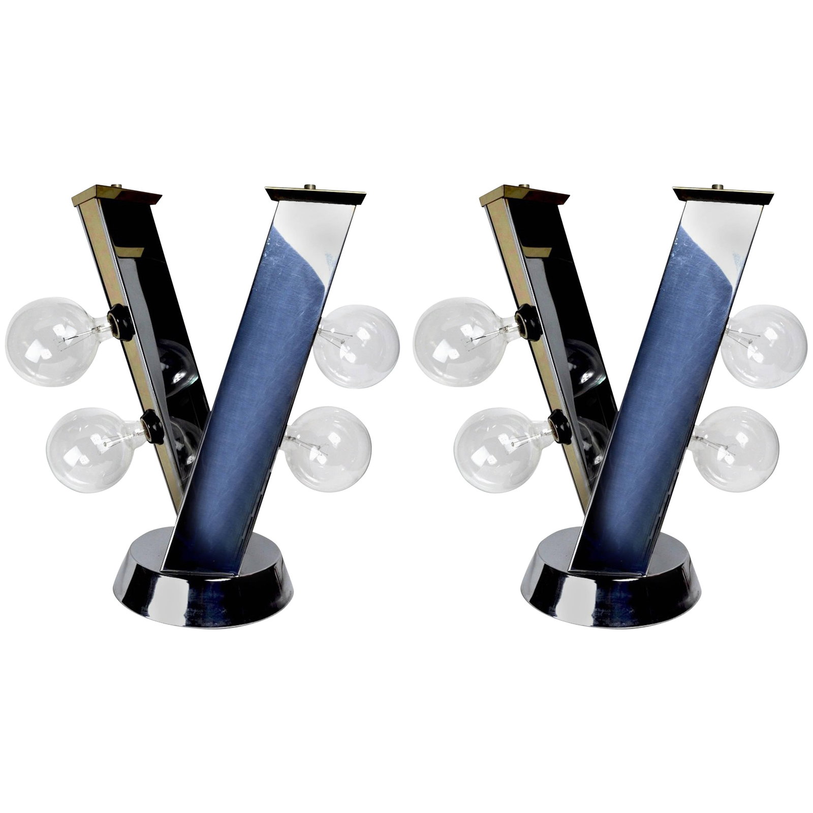 Cityscape Style Chrome and Brass Table Lamps Pair (1 of 8)