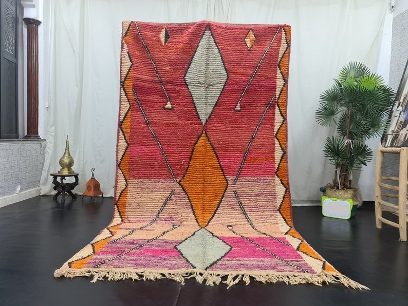 Authentic Handmade Red Wool Rug 10 x 5 Feet Morocco: Authentic Handmade Red Wool Rug 10 x 5 Feet Morocco Enhance your space with this Authentic Artistic Handmade Wool Rug, featuring a unique custom design. Handwoven in the Middle Atlas Mountains by skil