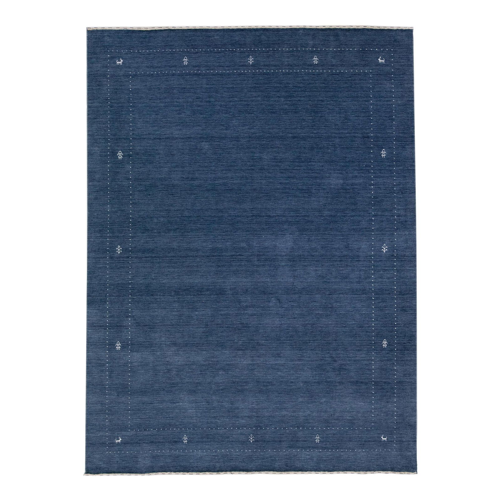 Handmade Modern Gabbeh Style Blue Wool Rug 9'1 x 12'1 Minimalist Motif (1 of 7)