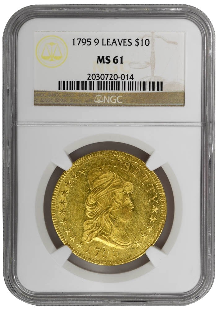 1795 Gold $10 9 Leaves Draped Bust NGC MS61 Small Eagle Coin (1 of 2)