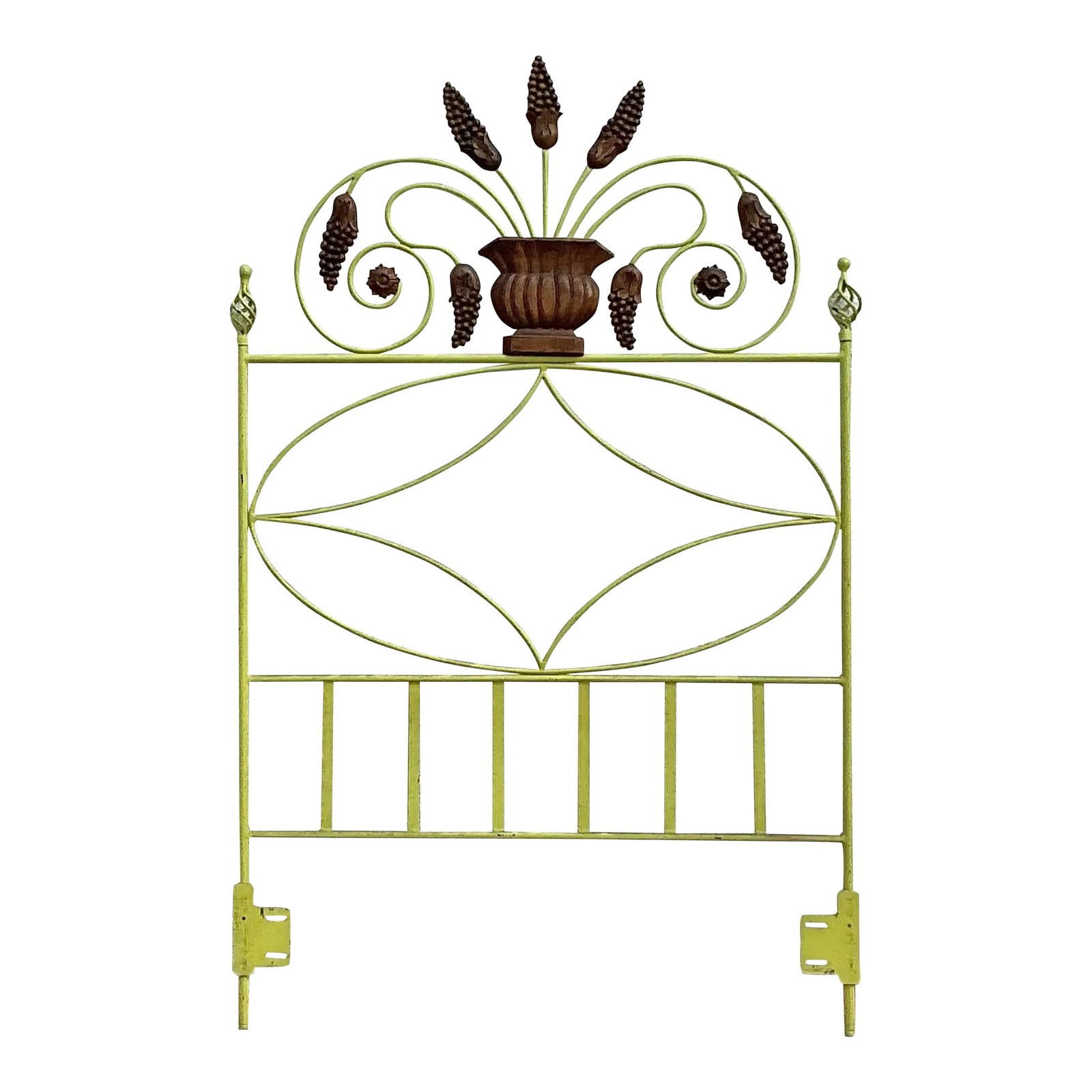 Vintage Boho Scroll Twin Headboard Curved Metal Frame Floral Motif (1 of 10)