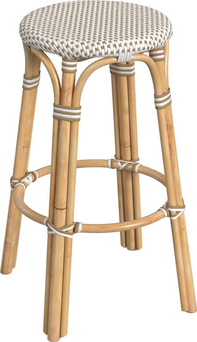 Butler Tobias Collection Beige Rattan Bar Stool Coastal Style 30H: Butler Tobias Collection Beige Rattan Bar Stool Coastal Style 30H Enhance your living space with this Stylish Rattan Bar Stool from the Tobias Collection. Featuring a natural rattan frame in a soothin