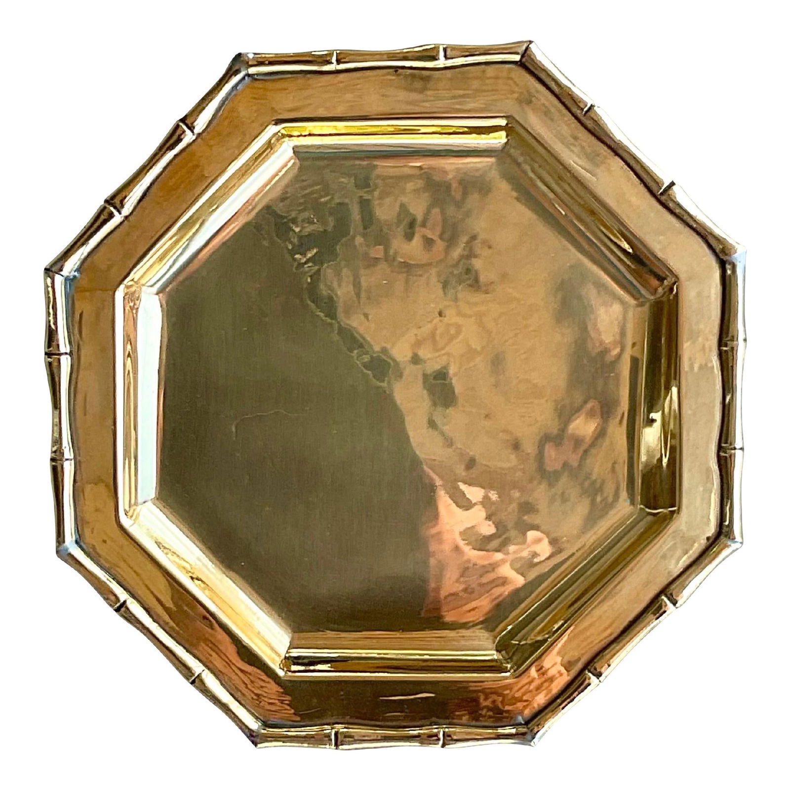 Vintage Coastal Bamboo Brass Trinket Tray 8 x 8 Chic Decor (1 of 4)