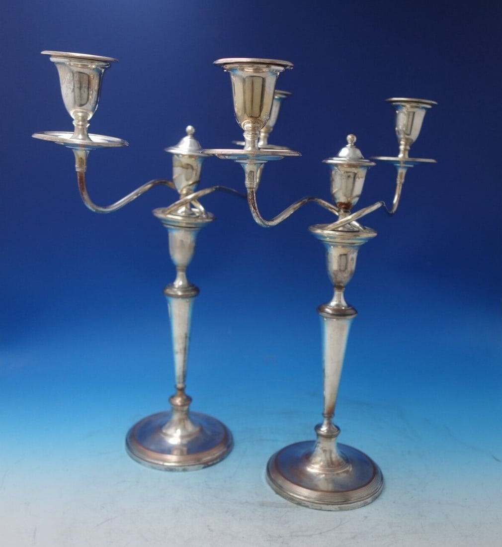 Georgian Silver on Copper Candelabra Pair Circa 1790 15 x 15 (1 of 9)